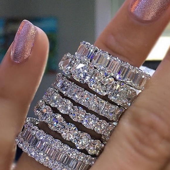 Sterling Silver Eternity, Stackable, Wedding Band - Picture 2 of 8